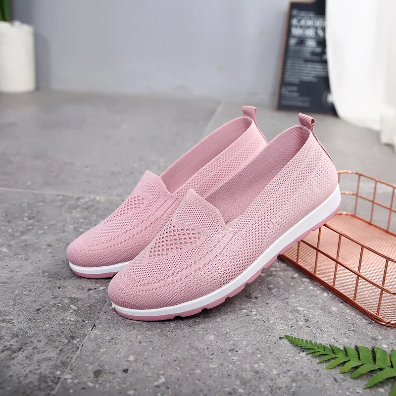 

Women's Casual Shoes Light Sneakers Breathable Mesh Summer Knitted Vulcanized Shoes Plus Size Woman Flats Shoes Flying Net Shoes