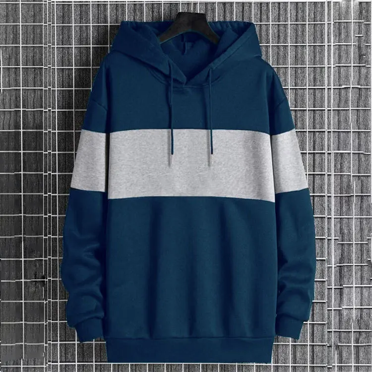 New Men's Patchwork Color Contrast Hooded Long Sleeved Pullover Hoodies Sweatshirts Men Hoodies Fleece Warm Mens Sweatshirt Men