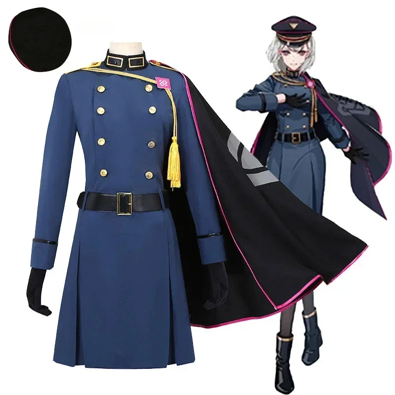 

Hypnosis Microphone Division Rap DRB Aohitsugi Nemu Cosplay Costume Woman Dark Blue Military Uniform Suit Halloween Outfits
