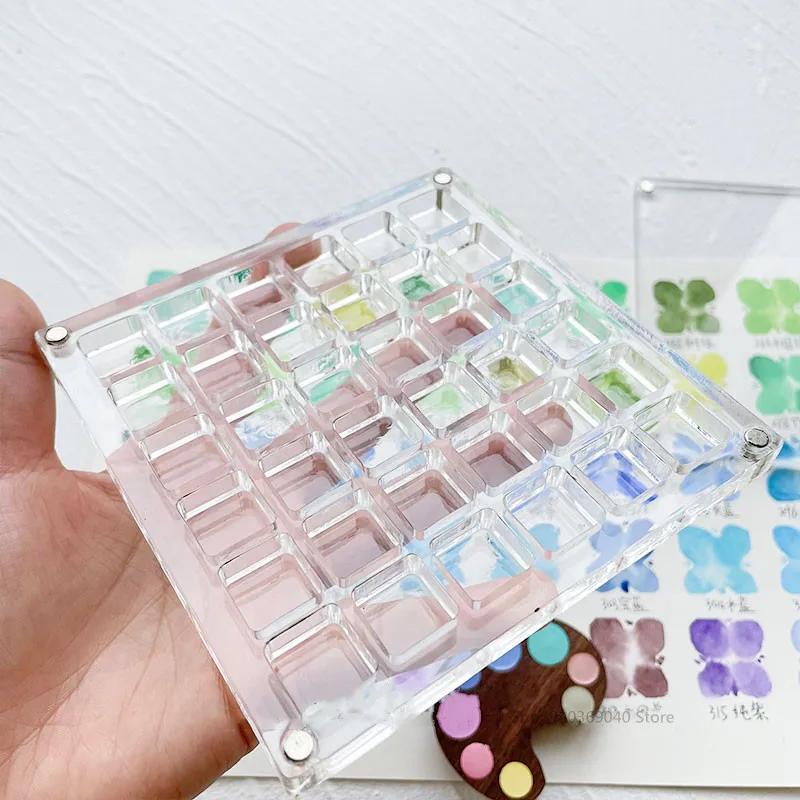 Acrylic Watercolor Paint Empty Box 16/36 Grid Transparent Palette Dustproof Magnetic Suction Stackable Portable Box Art Supplies paint tray,color palette,watercolor palette