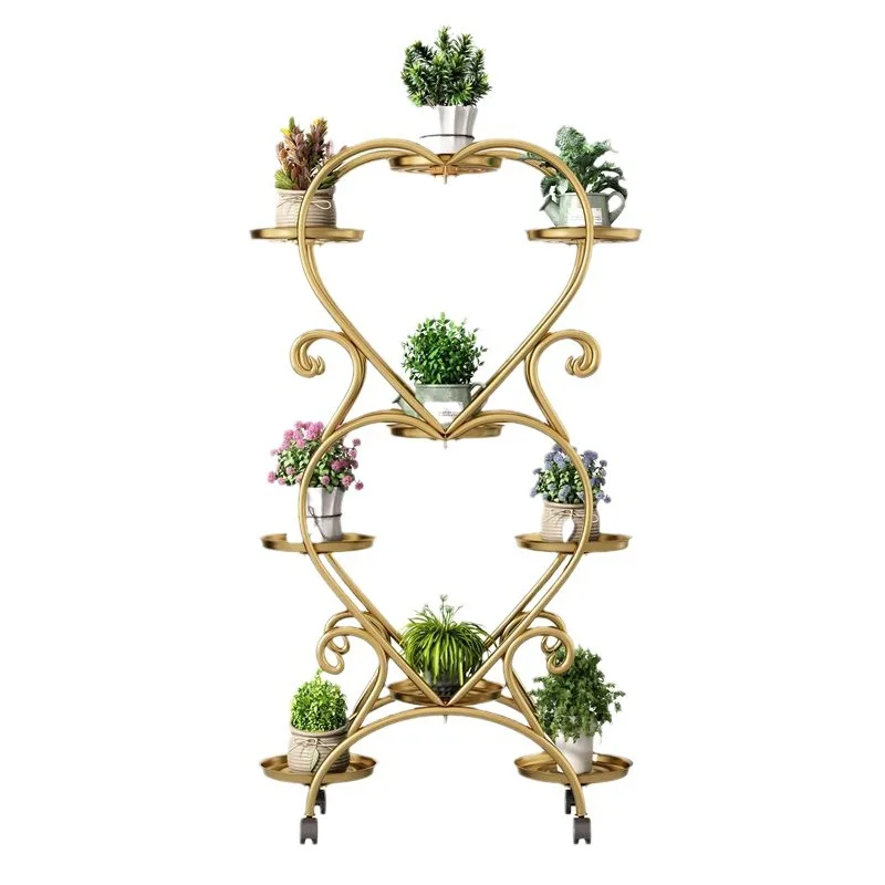 Flower Stand Balcony Storage Rack Indoor Decoration Living Room Simple Flower Pot Stand Floor-standing Multi-layer Green Radish - 3