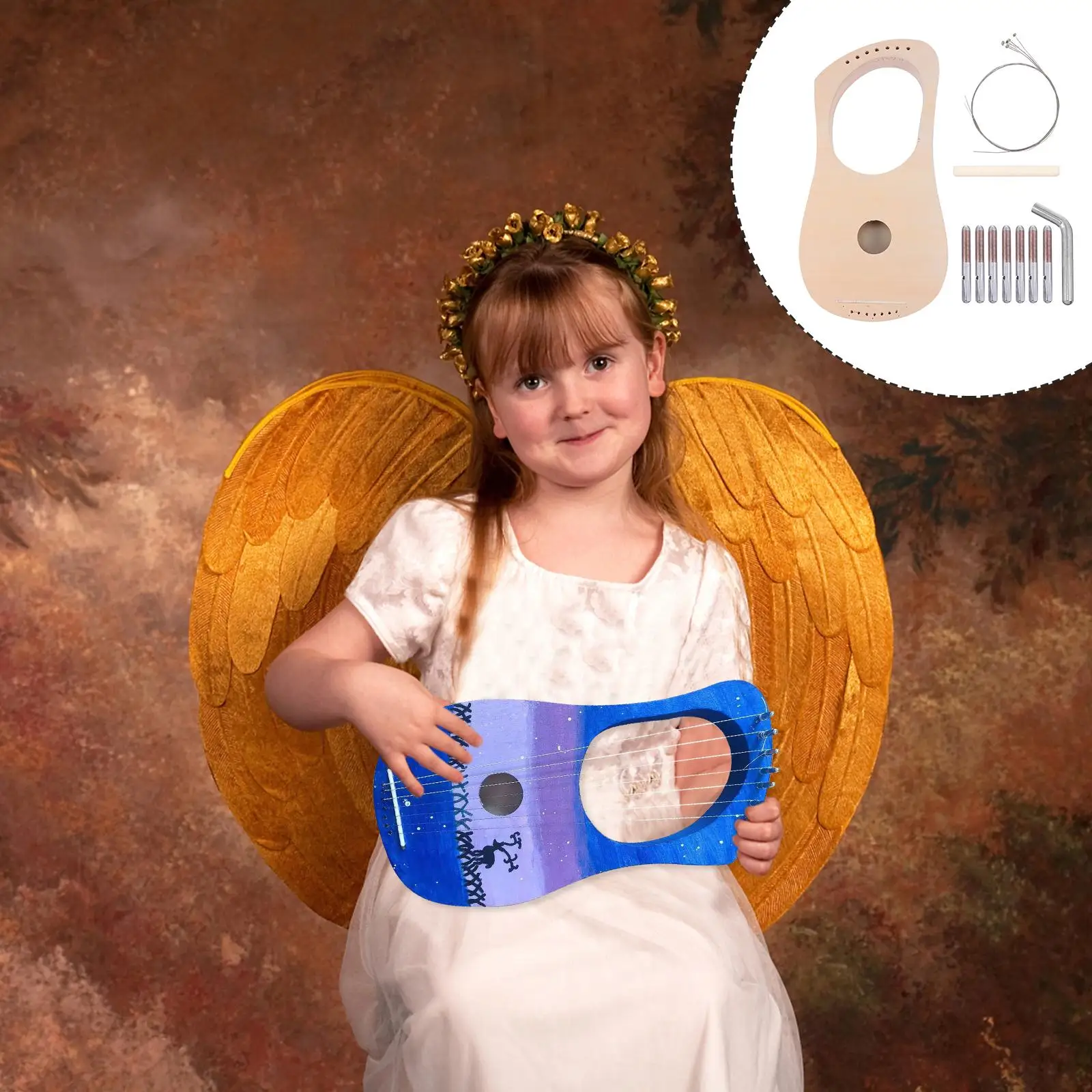 DIY Wooden Piano Lyre Harp Making Material Kit Hand Drawn Toy Handmade Kids Child Instruments