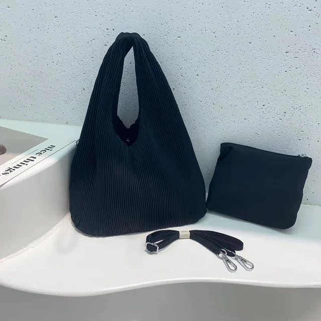 Black Pleats large technical-pleated tote bag