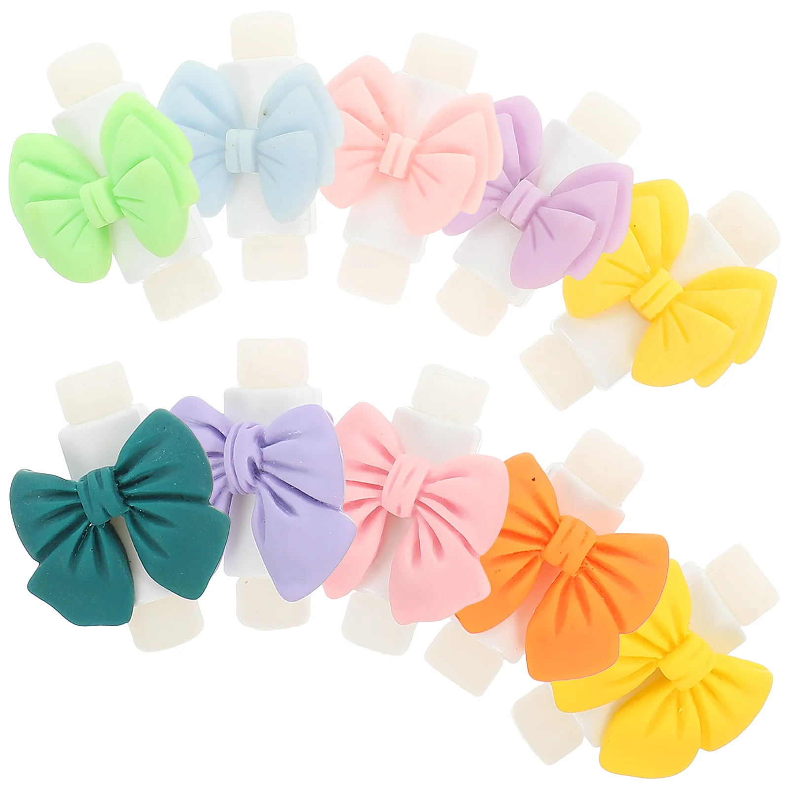 

10 Pairs of Cute Bowknot Cable Protectors Data Cable Protective Sleeves Mixed Color