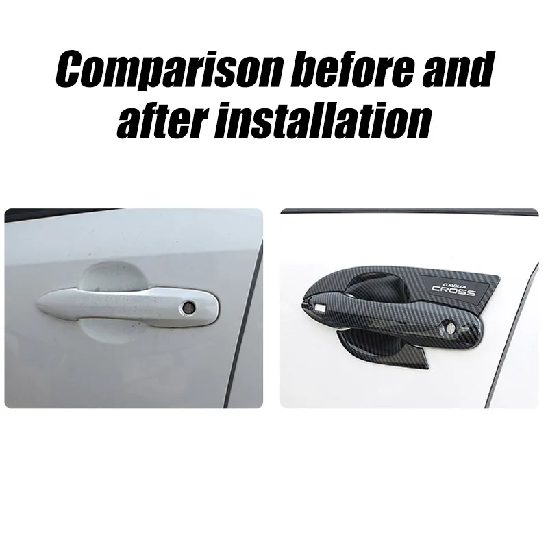 For Toyota Corolla Cross 2021-2023 4x ABS Carbon Fiber Chrome Car Door Handle Bowl Cup Protective Cover Trim Cap Sticker Styling 2 For Toyota Corolla Cross 2021-2023 4x ABS Carbon Fiber Chrome Car Door Handle Bowl Cup Protective Cover Trim Cap Sticker Styling 2
