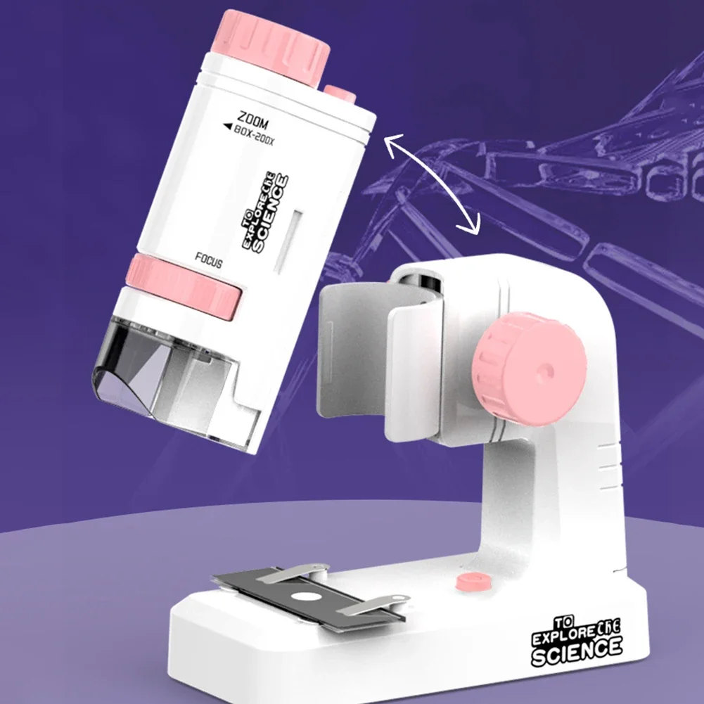 Portable Mini Microscope Kit with LED Light for Kids Educational Science