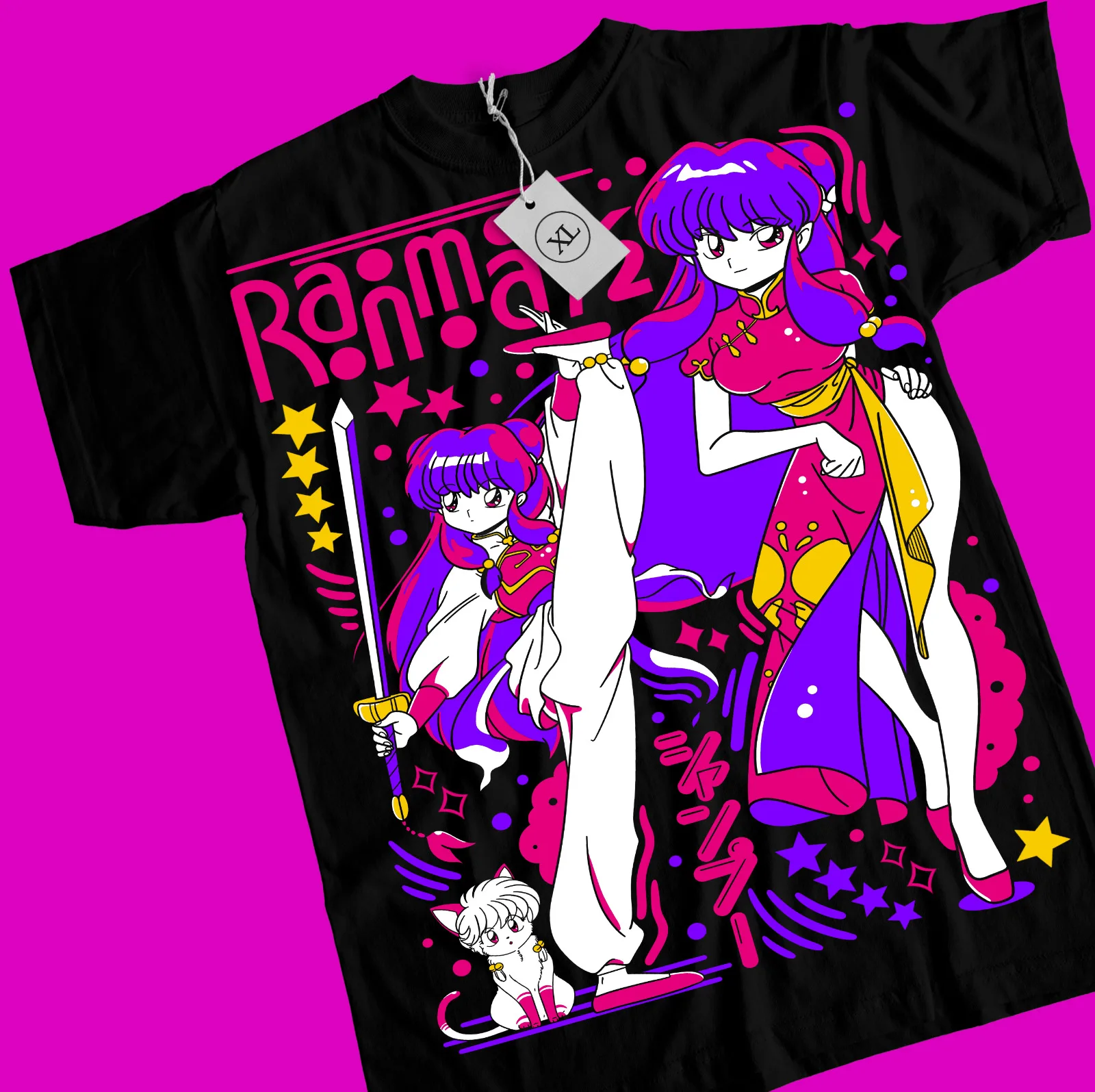 

Rumiko Takahashi T-shirt, Kawai Manga Strip Anime Shirt, Ranma 1/2 Shampoo