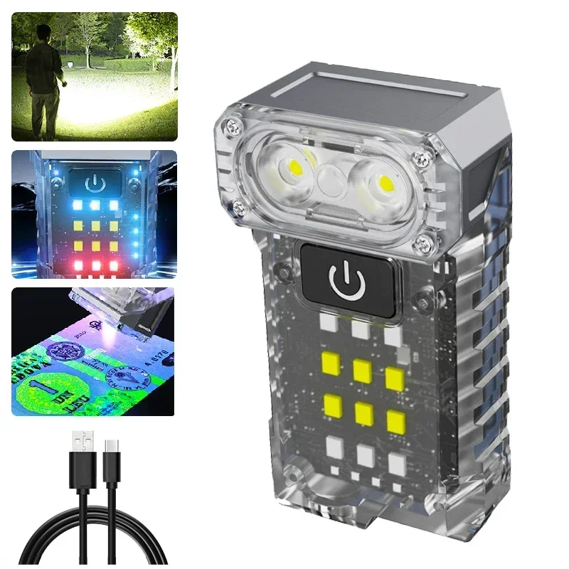 مصباح يدوي LED محمول، بطارية مدمجة من النوع C، ضوء...