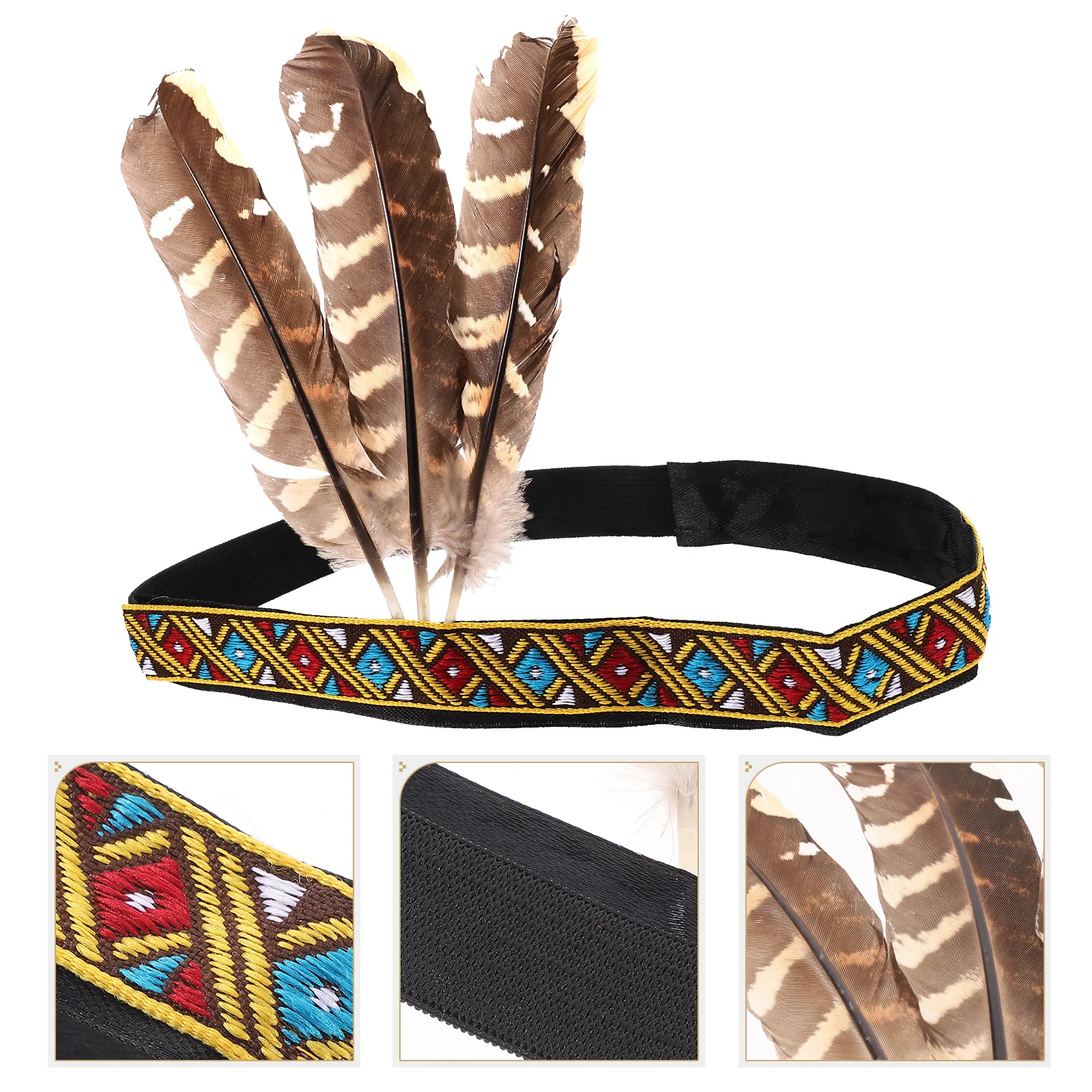 

Headdress Elegant Flapper Headband Hair Tie Plume Headpiece for Adult Elasticity