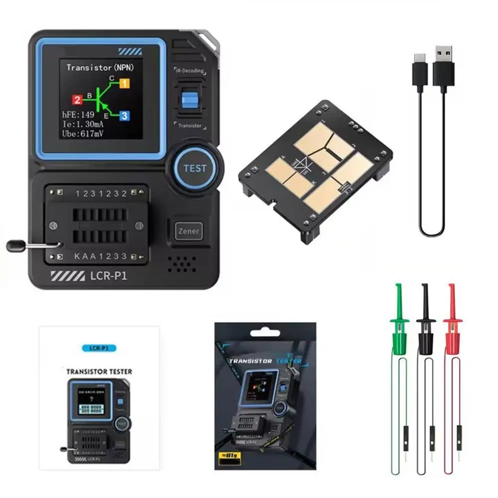 LCR-P1 Transistor Resistance Tester Multifunction Diode Triode Capacitance Resistance Meter LCR Meter NPN PNP MOSFET IR Tester