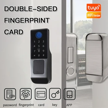Tuya APP WIFI Version Built In Gateway Fingerprint Waterproof Outdoor Gate Passcode Rfid Card Keyless Smart Door Lock 1