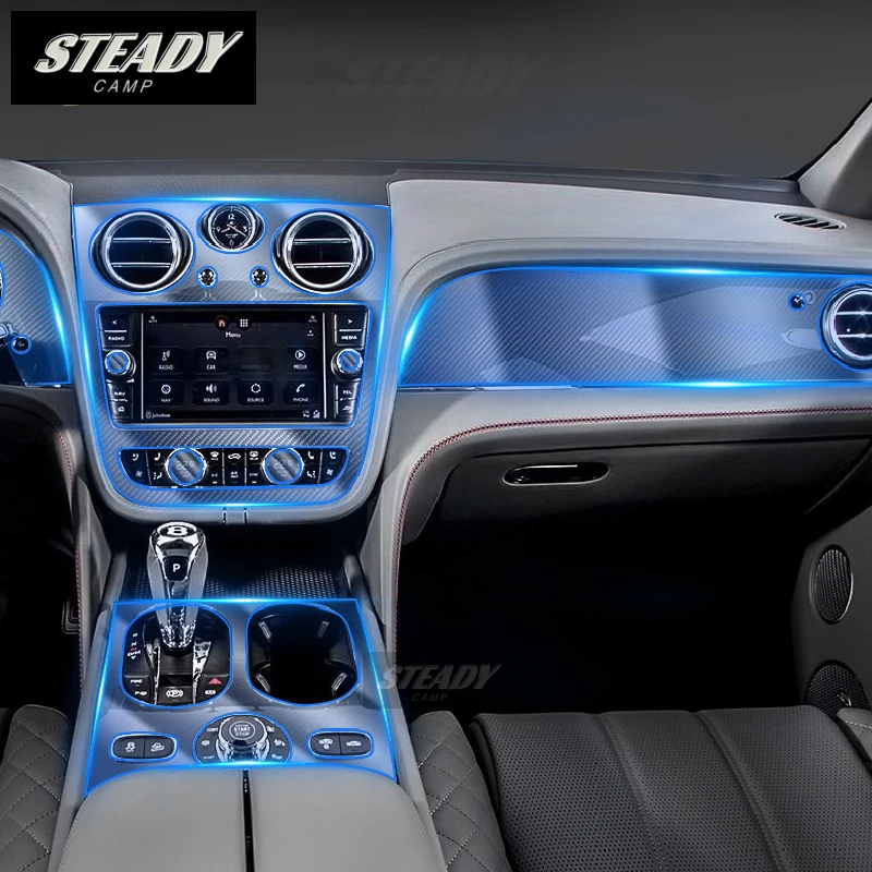 

For Bentley Bentayga 2016-2019 Car Interior Center Console Transparent TPU Protective Film Anti-scratch Accessories Refit Paste