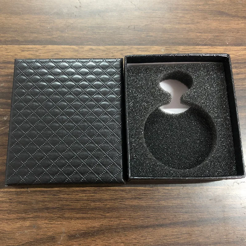 Caja organizadora de reloj de bolsillo para hombre, caja de lujo con patrón de diamantes, color negro azabache, joyería bo