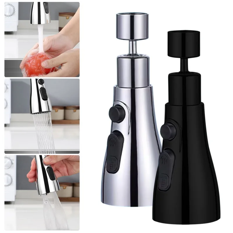 

3 In1 Flexible Kitchen Faucet Black Replaceable Water Tap Pull Out Sink Mixer Tap Electroplate Sprayer Head Filtered Water Tap