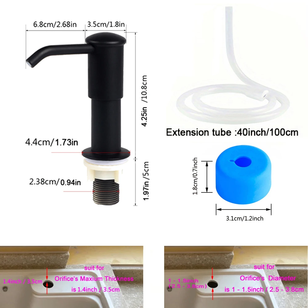 Description Picture 3 of itemUseful Kitchen Sink Liquid Soap Dispenser With Long Soft Tube Durable Plastic Pump Household Tools