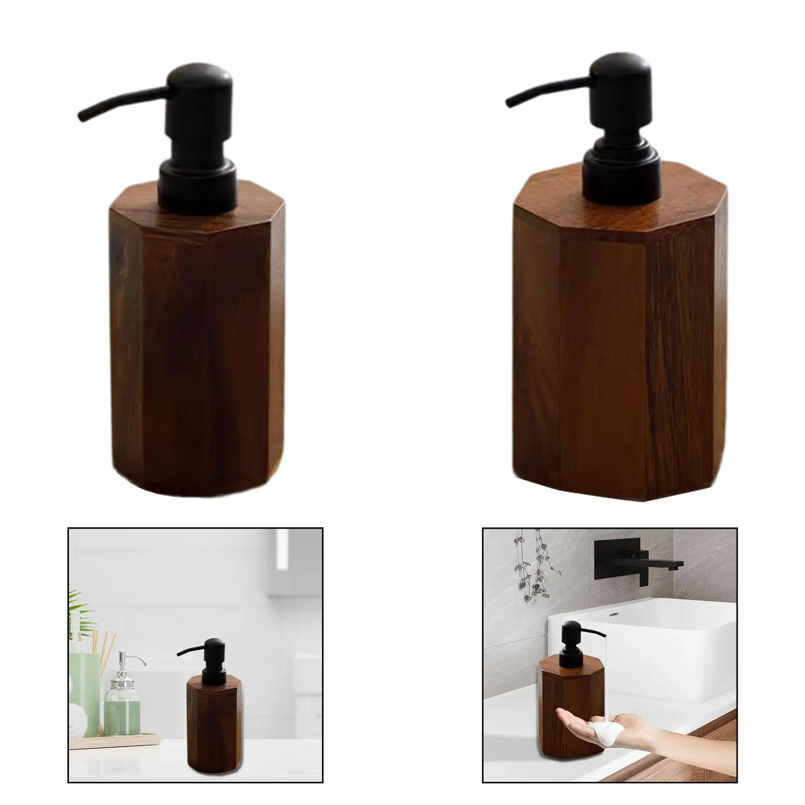 Soap Dispenser Empty Wooden Dish Soap Dispenser for Hotel Home Bathroom