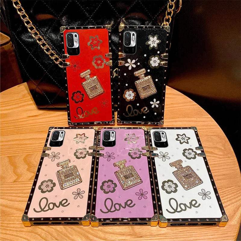Husă de flacon de parfum cu diamante de lux pentru Xiaomi Redmi 9T 9A 9C NFC Note 8 9 10 11 Pro 9S 10S 11S pătrat de protecție pentru telefon C_voghion.com