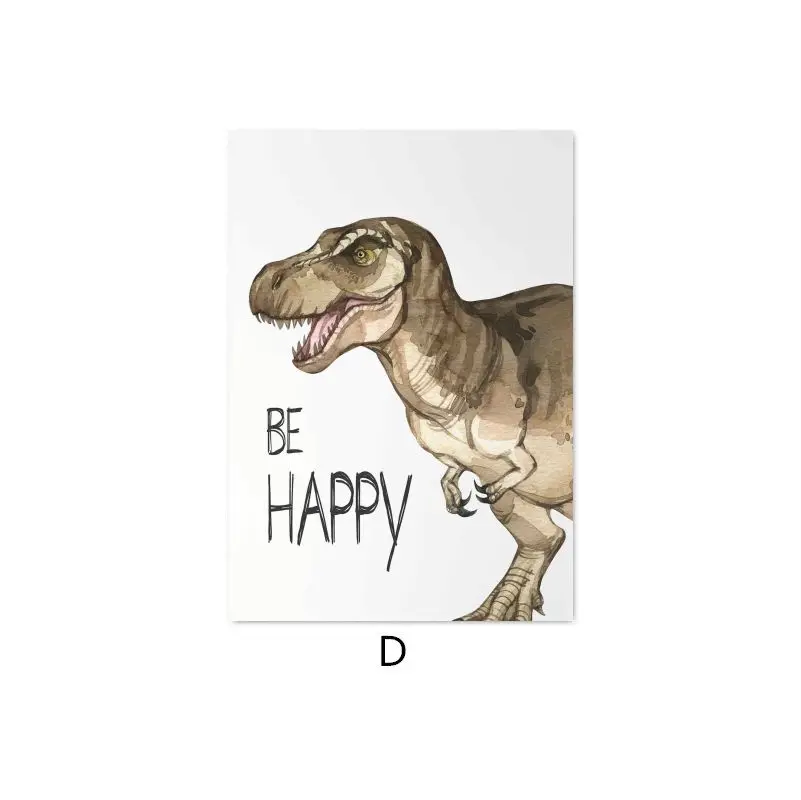 Lot 4 Photos Aquarelle Dinosaures Pottery Barn Kids – Décoration Murale Enfant 20x20 Cm