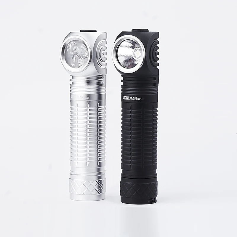 pioneman K28 Flashlight headlamp, L-shaped lamp Strong flashlight