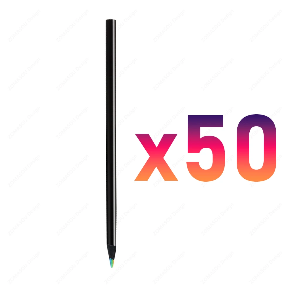 1-300 قطعة قلم رسم قوس قزح ملون من الخشب الأسود أق...