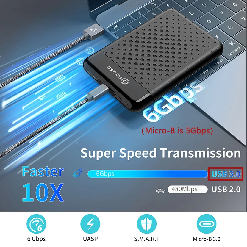 2.5 Inch SATA HDD Enclosure SSD Hard Drive External Case USB 3.0 5Gbps 7mm 9.5mm Disk Storage Box For PC Macbooc Laptop