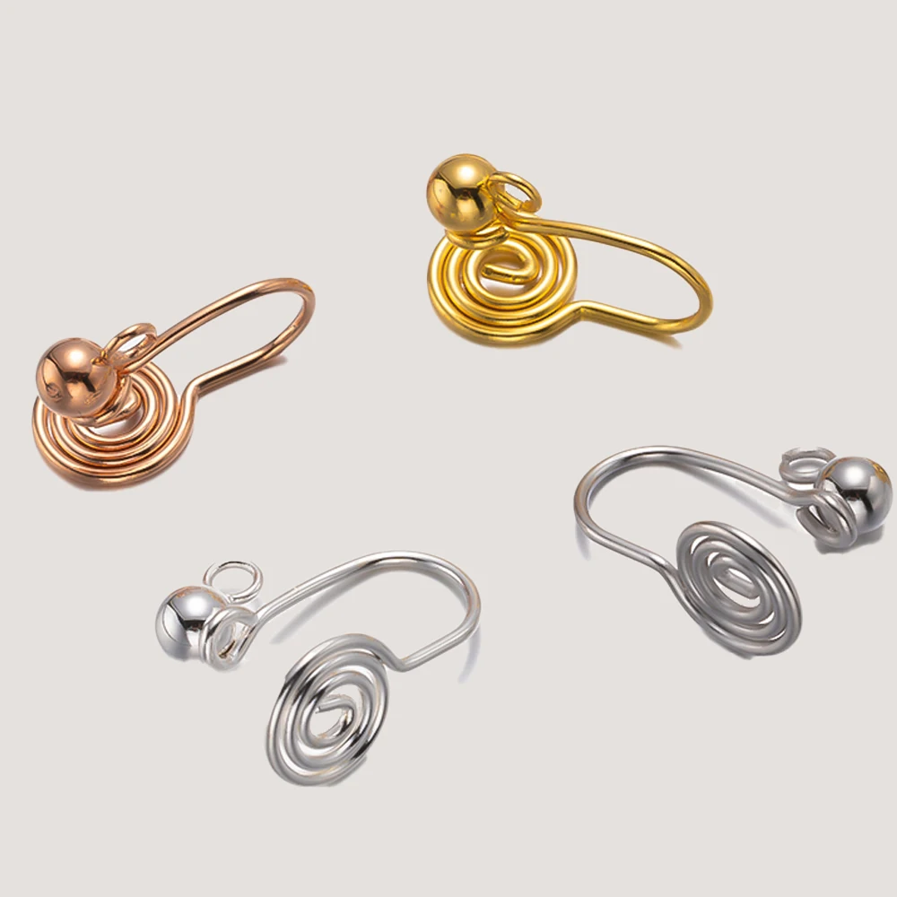 10 Stück Edelstahl-Ohrring-Clips, Konverter-Komponenten mit Schlaufe für selbstgemachte, nicht durchbohrte Ohrschmuckherstellung, Zubehör – Detail 1