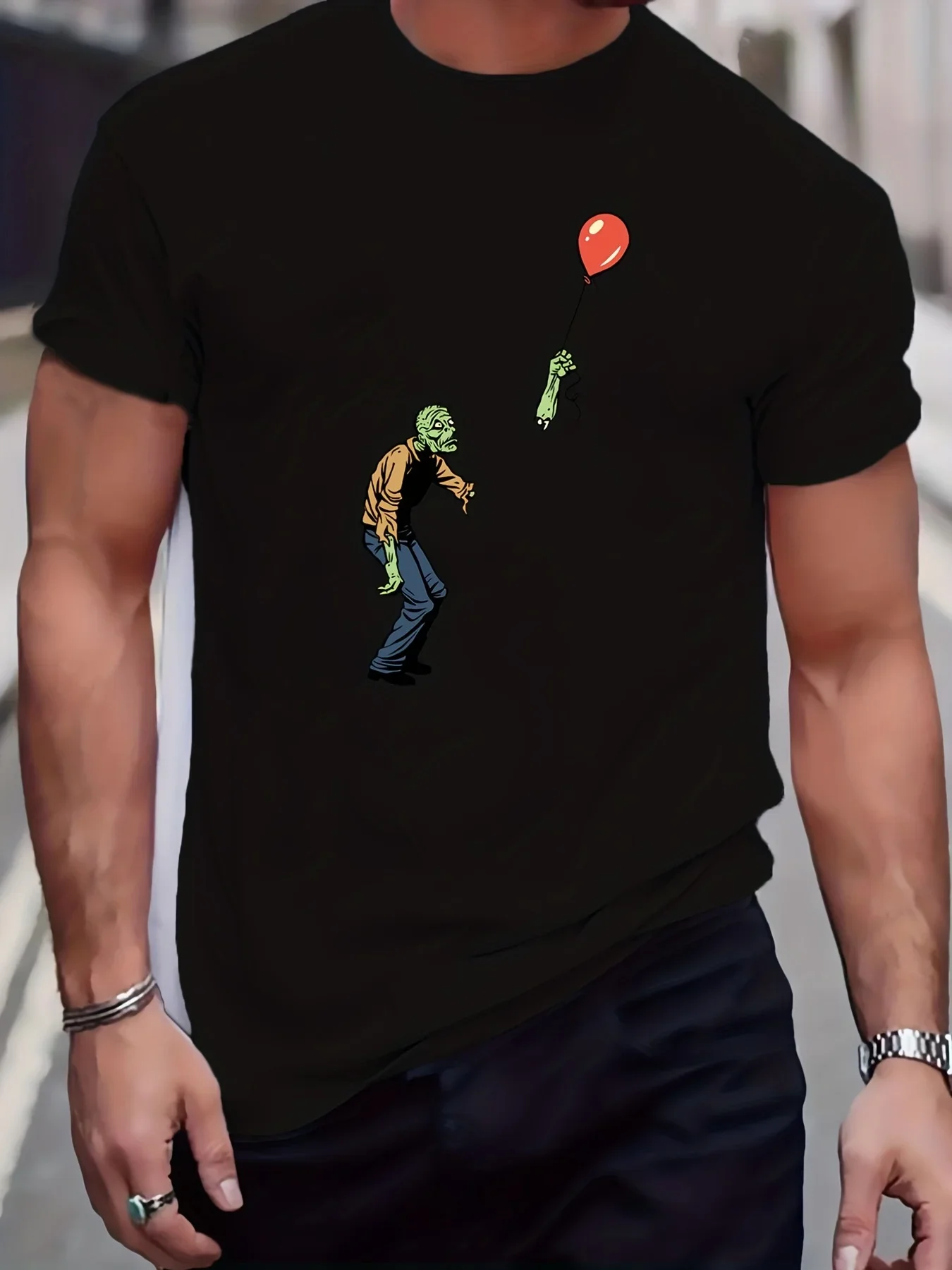 Футболка мужская летняя с забавным принтом зумби и потерянный шар