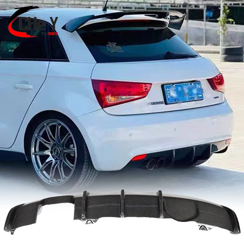 For Audi A1 Rear Lip Diffuser Real Carbon Fiber Bumper Single Side Double Output High Quality Car Body Kit 11-14