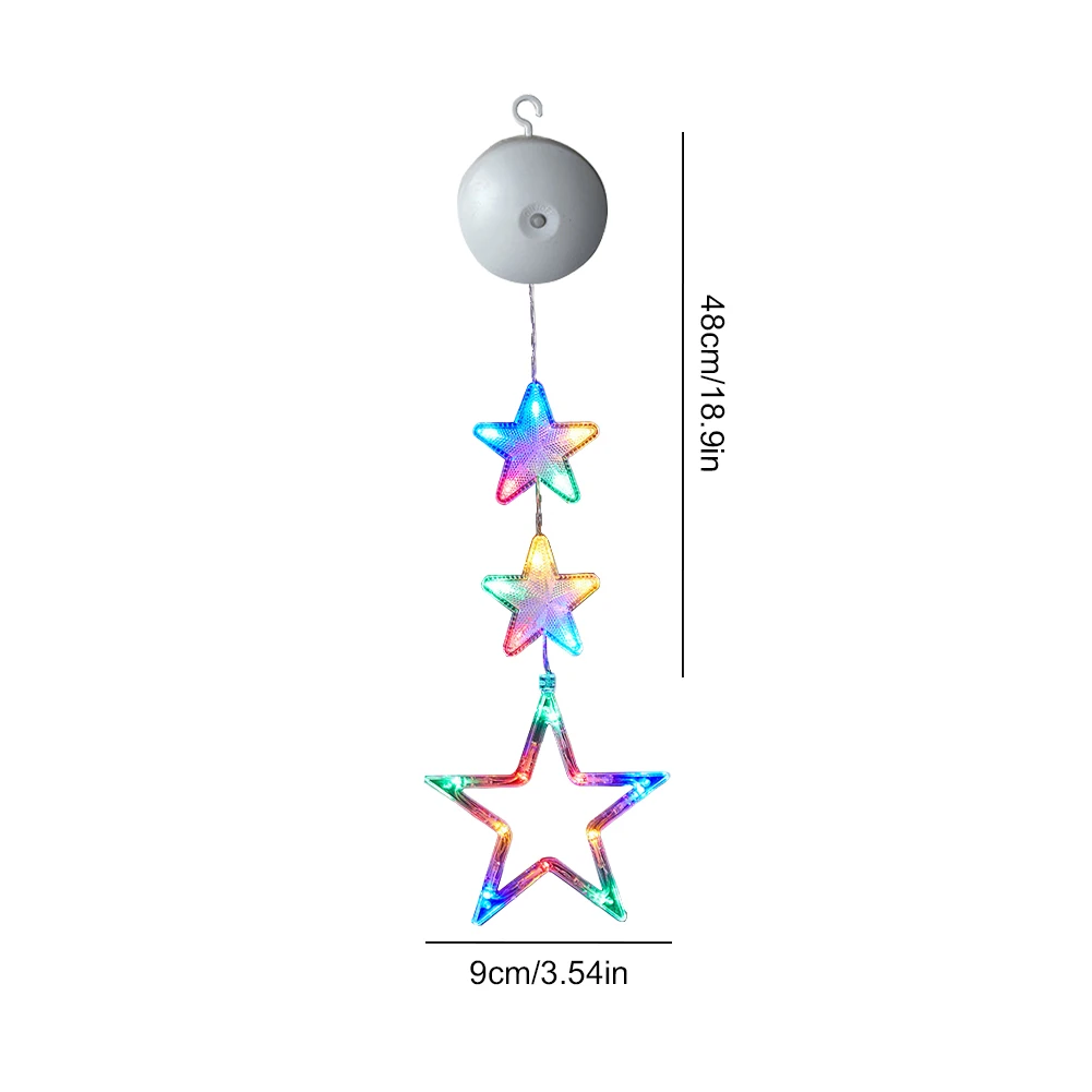 3 Pack Christmas Indoor Star Window Light Battery Operated Light Up Hanging Christmas Decoration Home Shop Party Gifts
