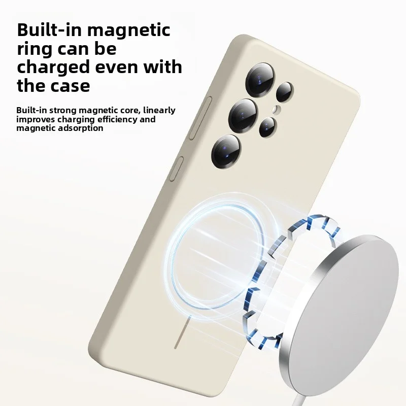 Solid Color Liquid Silicone Magnetic Phone Case with Magsafe Wireless Charging Compatibility