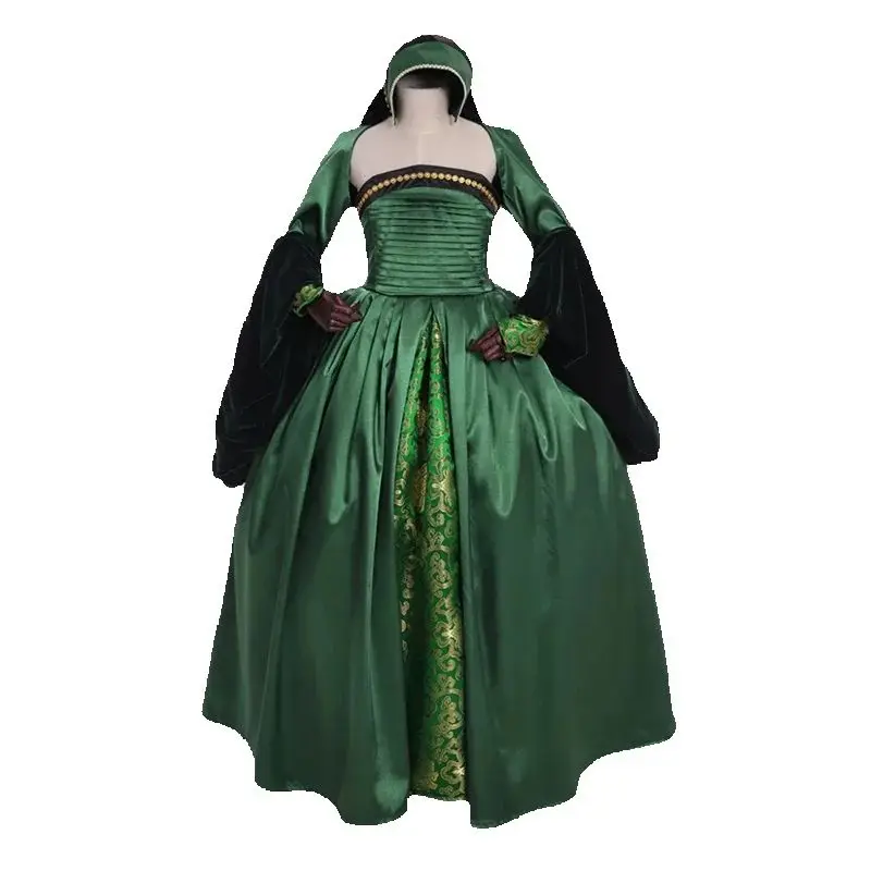 Medievale Vittoriano Regina Elizabeth Tudor Periodo Tudor Vestito Anne Boleyn Style Green Dancing Party Ball Gown
