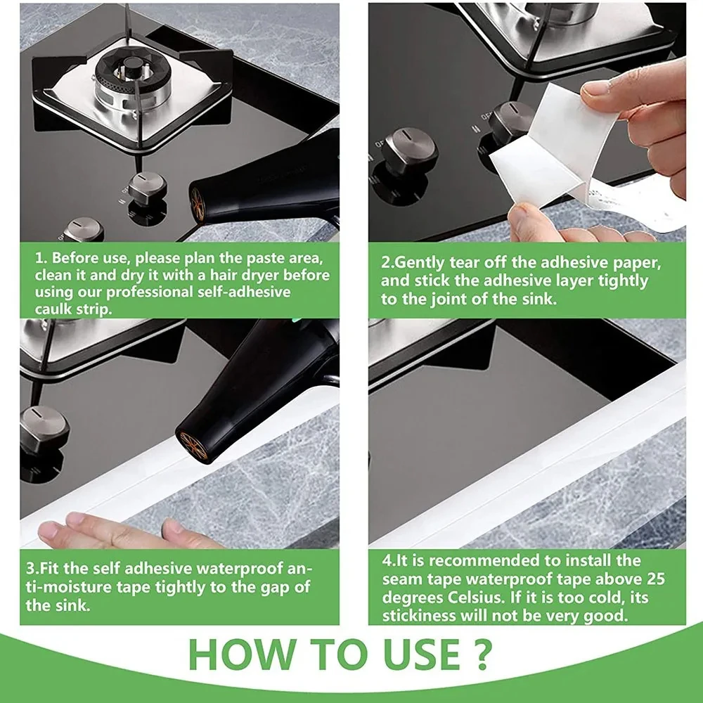 Description Picture 2 of itemShower Bath Sealing Tapes PVC Waterproof Wall Stickers Self Adhesive Waterproof Mildew Proof Tapes For Kitchen Sink Wall Corner