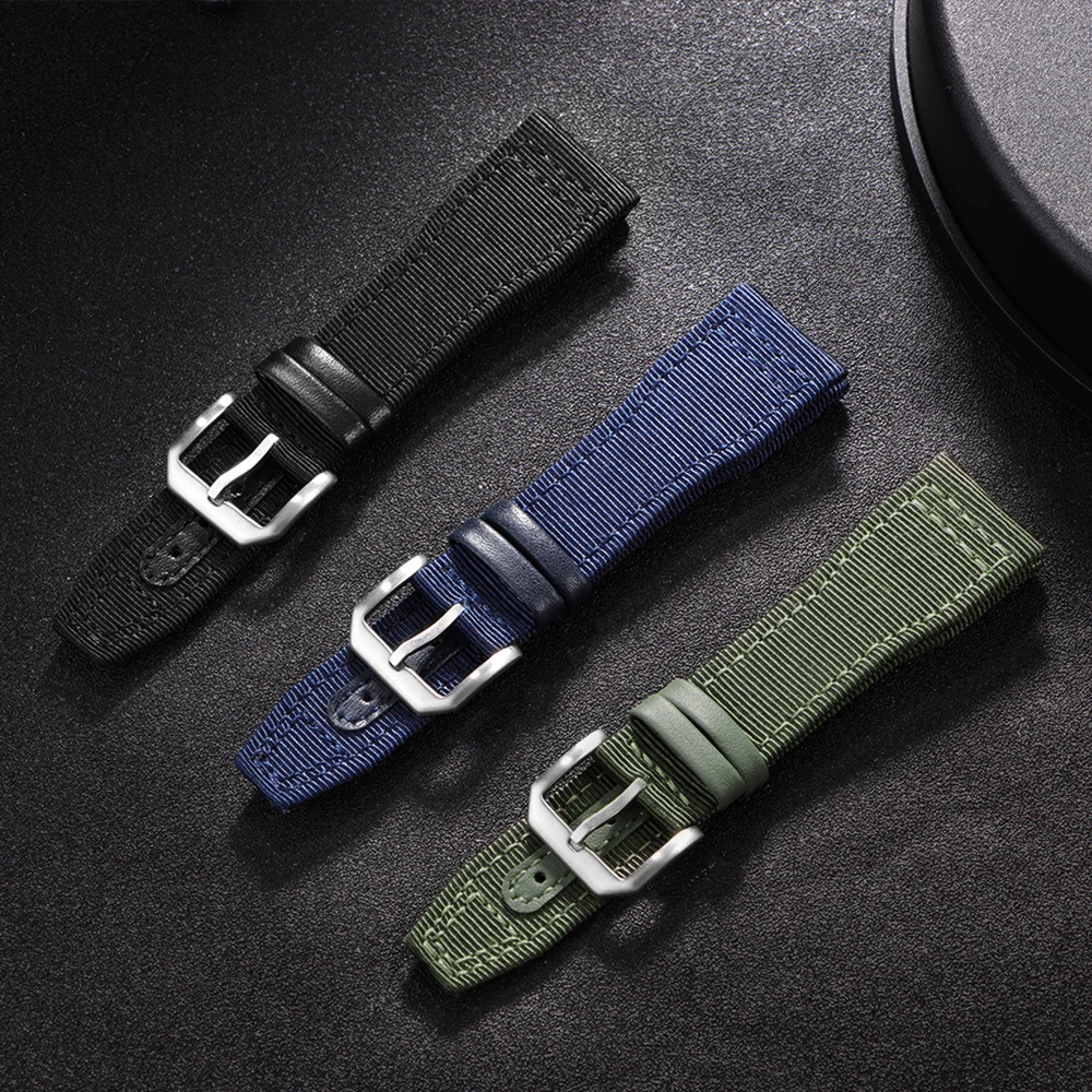 Durable Nylon Canvas Waterproof Watch Strap - Sporty Cowhide Wristband Bracelet
