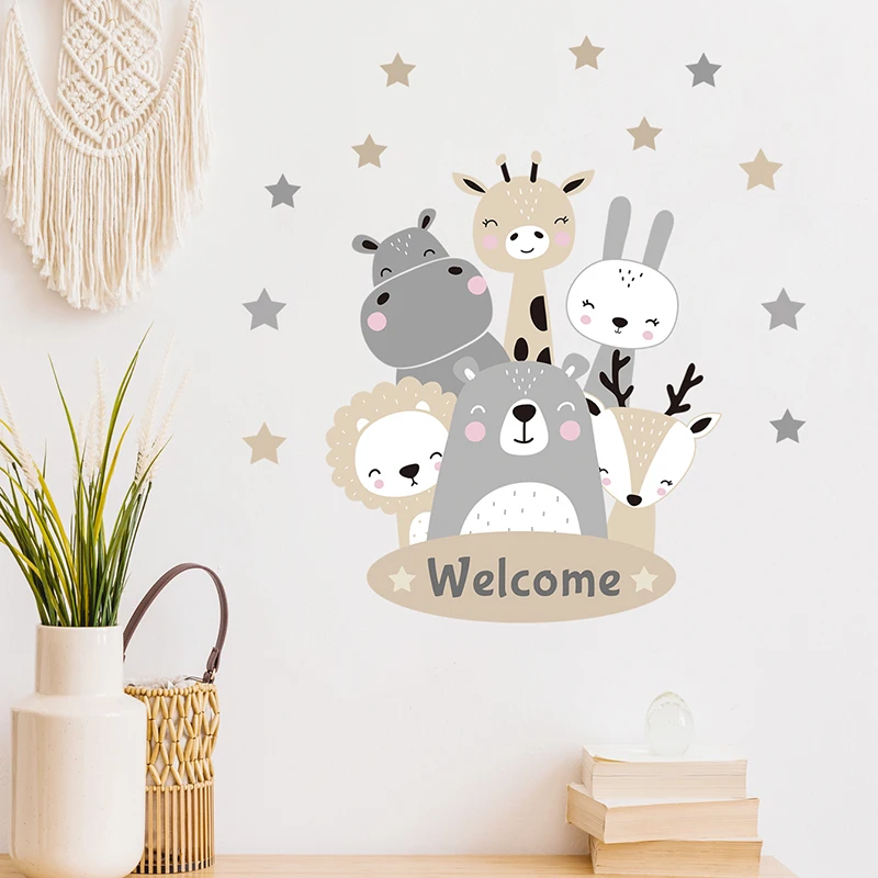 Cartoon Cute Animals Bear Wall Stickers Door Stickers for Kids