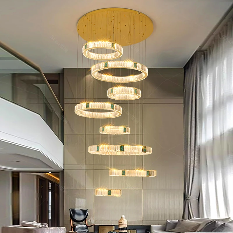 Modern home decoration crystal chandelier, stair Pendant lamp, living room Pendant lights, interior lighting