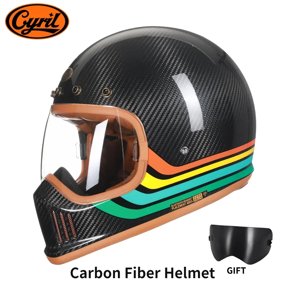 12K Carbon Motorradhelm - Vintage Jet-Helm ECE-zertifiziert