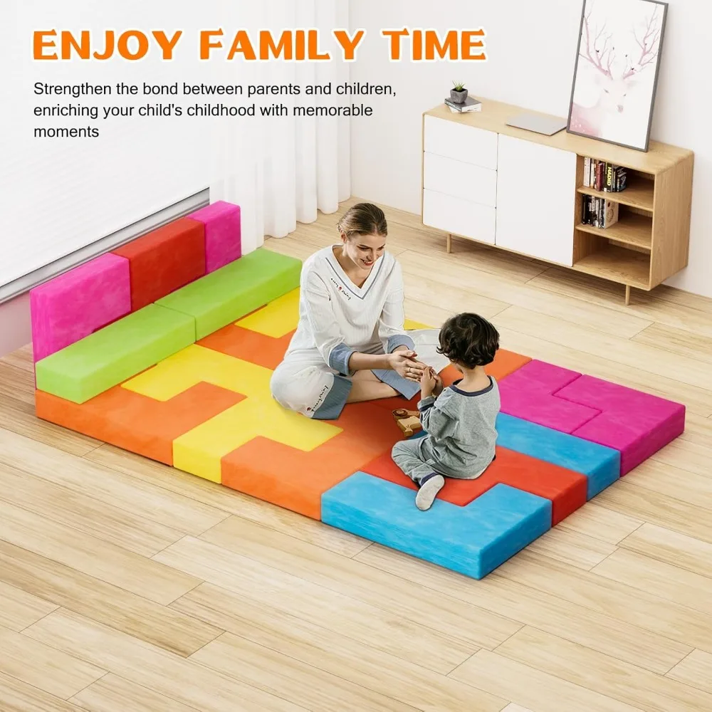 18pcs Modular Kids Play Couch, Blocks Theme Foam, Children's Sofas 4