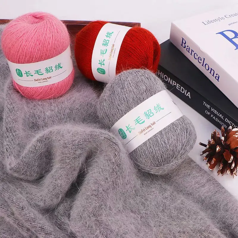 

2pcs 50g/ball Wool Mink Wool Knitted Scarf Hat Sweater Wool Hand-woven Material Diy Hand-made Wool Ball