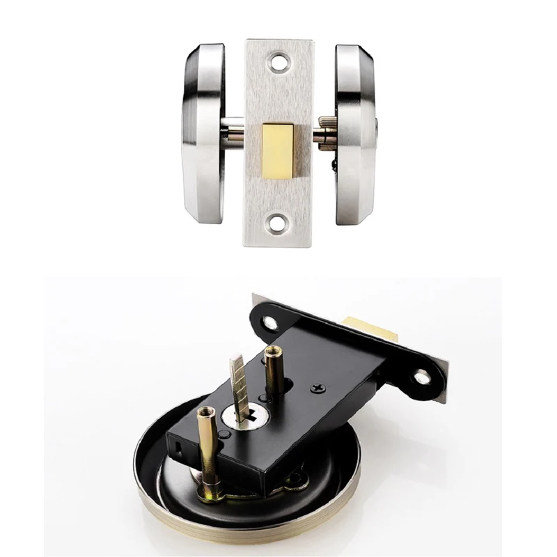 1Pcs Invisible Door Lock With Key Indoor Household Door Anti-theft Single Double-Sided Round Lock Stainless Safety Locks