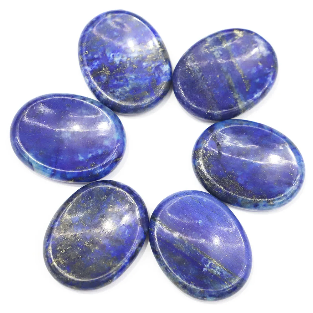 

6pcs/lot Natural Stone Oval Lapis Lazuli Thumb Massager Palm Energy Worry Therapy Reiki Healing Meditation Spiritual Minerales