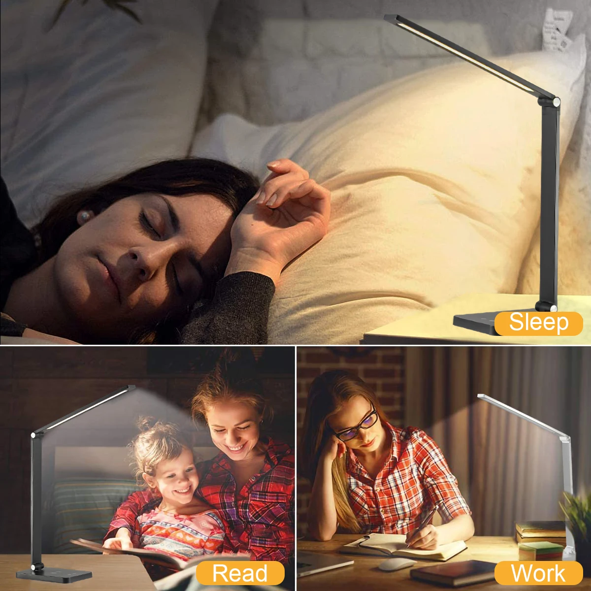 50leds eye-protection stůl lampa 5 stmívatelné přesný dotek hliník slitina noc lehký pro ložnice u postele lampa čtení psací stůl lampa