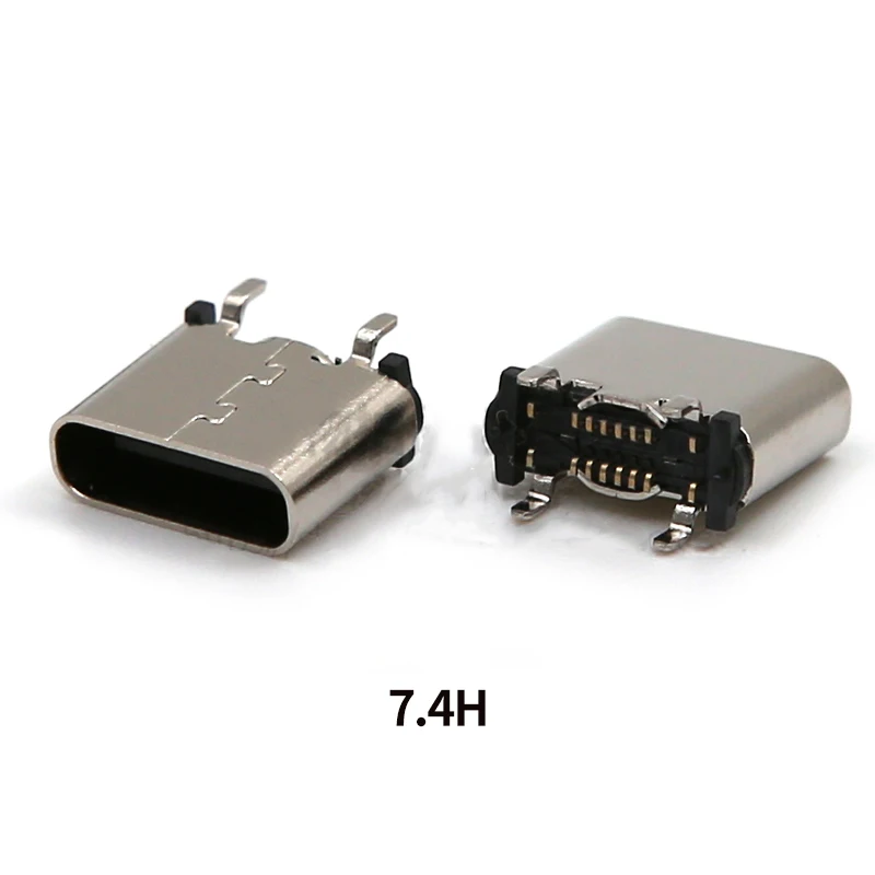 Dual Pack USB Type-C Female Sockets - Vertical Mount, Variety of Board Heights, 16-Pin Configuration