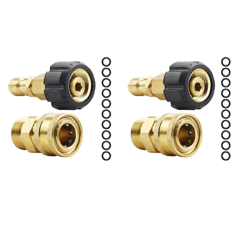 2X Pressure Washer Adapter Set, M22 14mm Swivel To M22 Metric Fitting