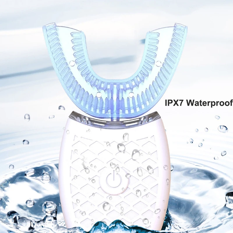 360 Degrees Automatic Sonic Electric Toothbrush for Adults Intelligent U Shaped Tooth Brushes USB Charging Blue Light Waterproof 5