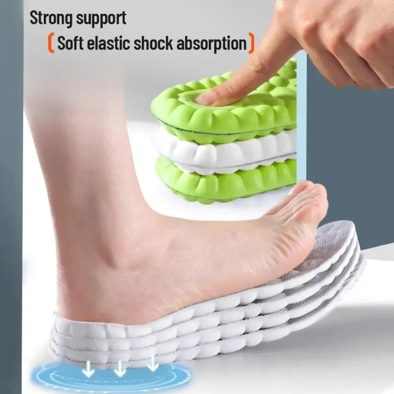 Footwear sports insoles - 4D elastic shock absorption anti-bacterial...