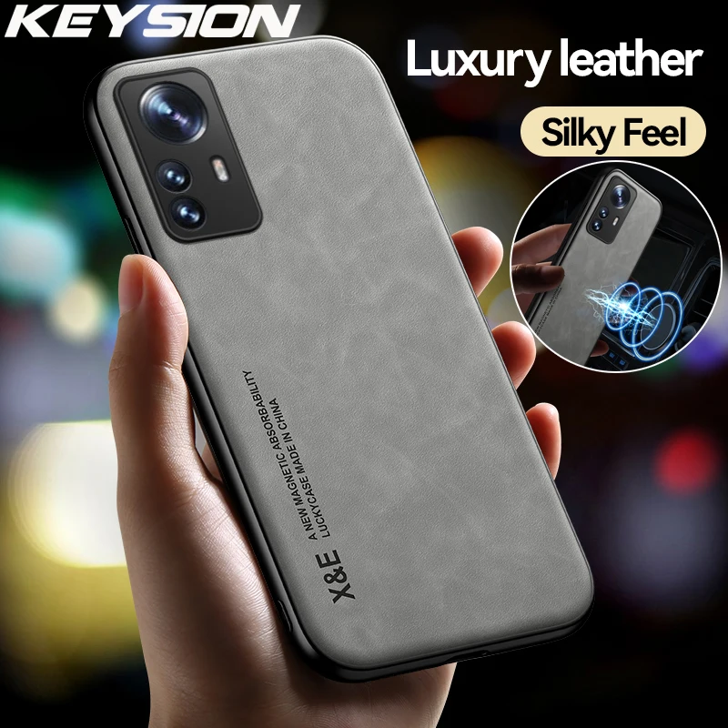 KEYSION Luxus-Lederhülle für Xiaomi 12 Pro 5G 12 Lite 12X 12S Ultra, stoßfeste Silikon-Rückseite für Redmi K50 Ultra_voghion.com