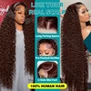 Rosabeauty Chocolate Brown Curly Wigs 13X6 HD Human Hair Lace Frontal Wig 30 32 Inch 13x4 Deep Wave #2 Colored Wig For Women 4