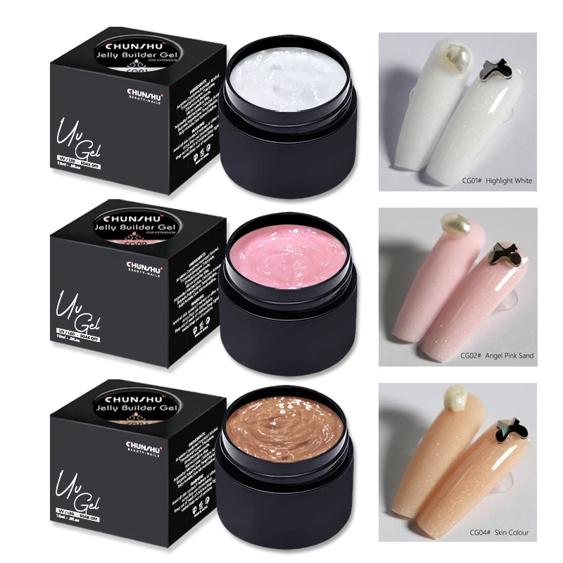 CHUNSHU Jelly Builder Nail Gel Glitter Hard Gel Extension By Nail Forms For Nails Art Manicure Professional DIY Nail Strengthen 6