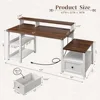 Computer Desk with Drawers Cabinet, Office Desk with Power Outlets, Home Office Desks with Shelves Monitor Stand, Farmhouse 2