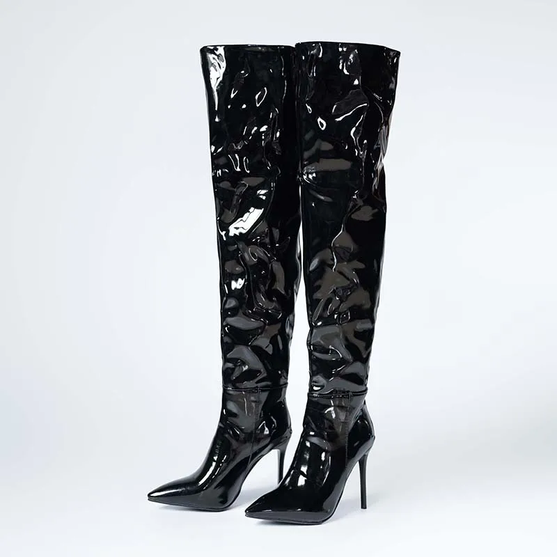 

2022 Winter Female Boots Stilettos Heels Matin Boots Consice Over The Knee Boots Ladies Boots New Big Size41 42 43 44 45 46 47